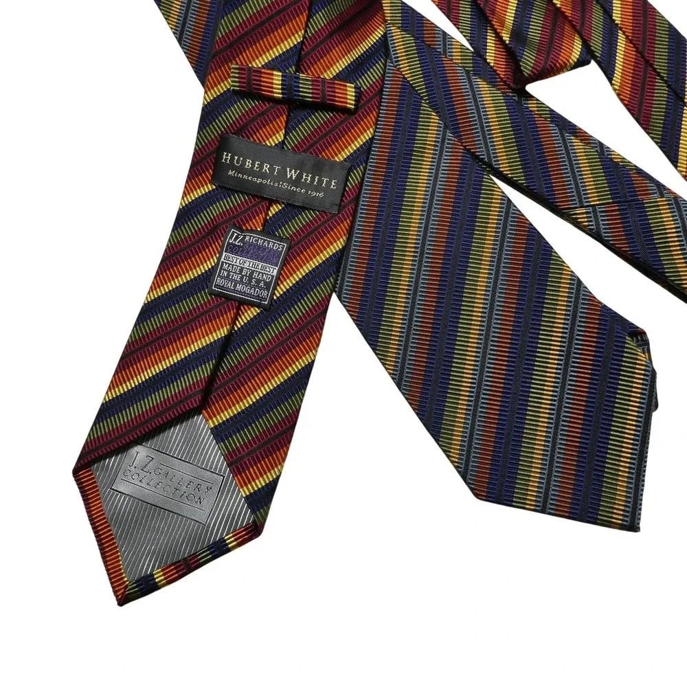 J.Z.‎ Richards Tie Set Mens One Size Multicolor Striped Silk Blend Lot 2 USA